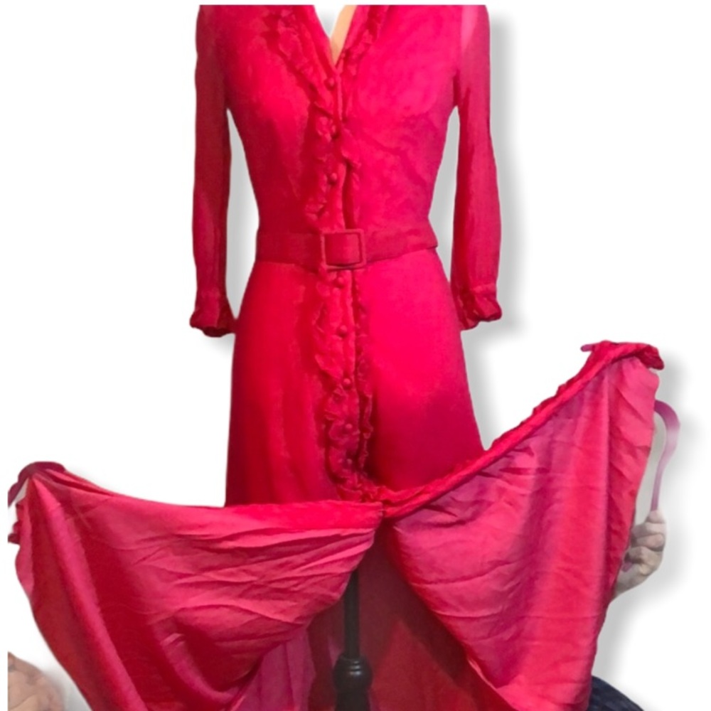💞Incredible vintage 1960s pink ruffle dress